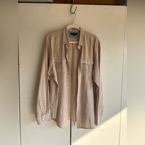 Banana republic long sleeve button up tan linen cotton blend safari mens XL